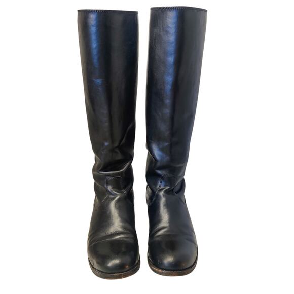 Frye Melissa Black Smooth Leather Knee High Button Back Zip Riding Boots 8 - Picture 2 of 15